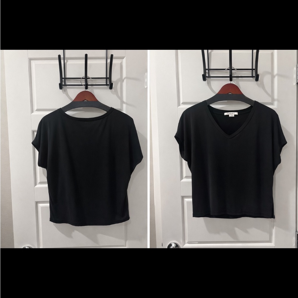 Black V-Neck Women's Top
